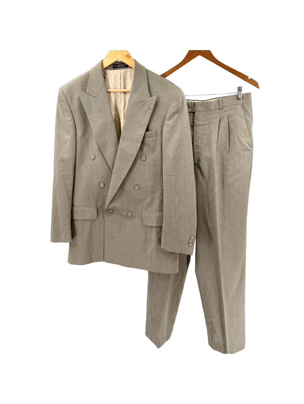 Vintage 90s Gianfranco Ruffini Tan Wool Plaid Suit